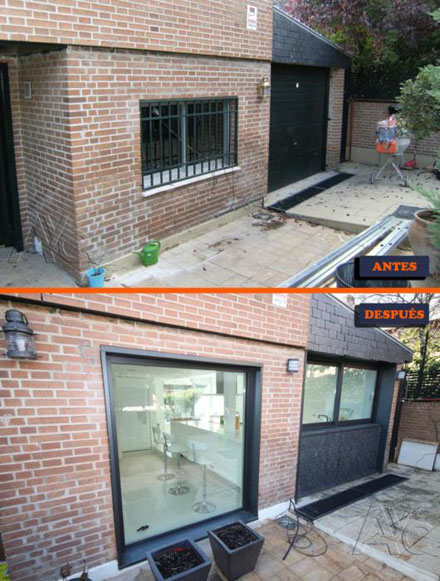 Ampliación huecos fachada chalet en Madrid