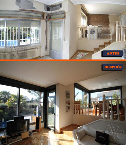 Reforma ventanas salón chalet